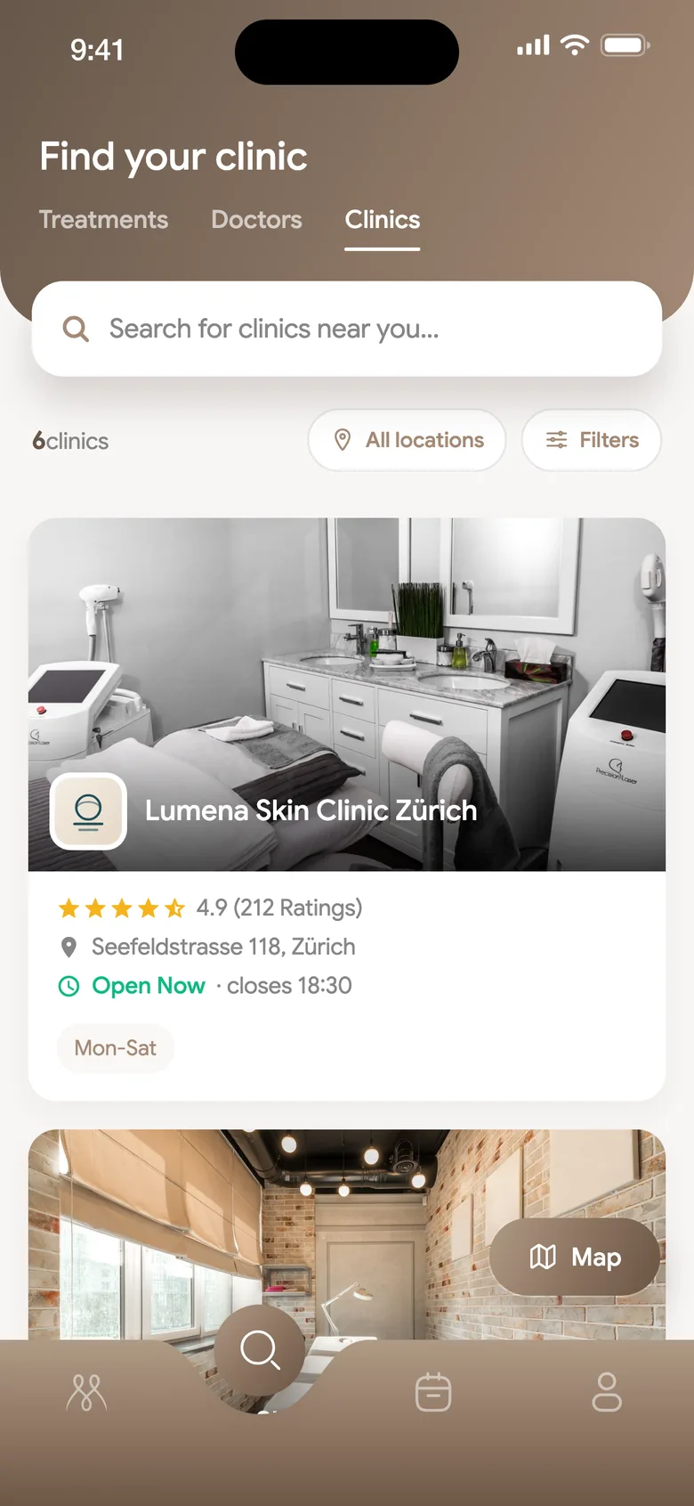 List of clinics in the Metaesthetics app