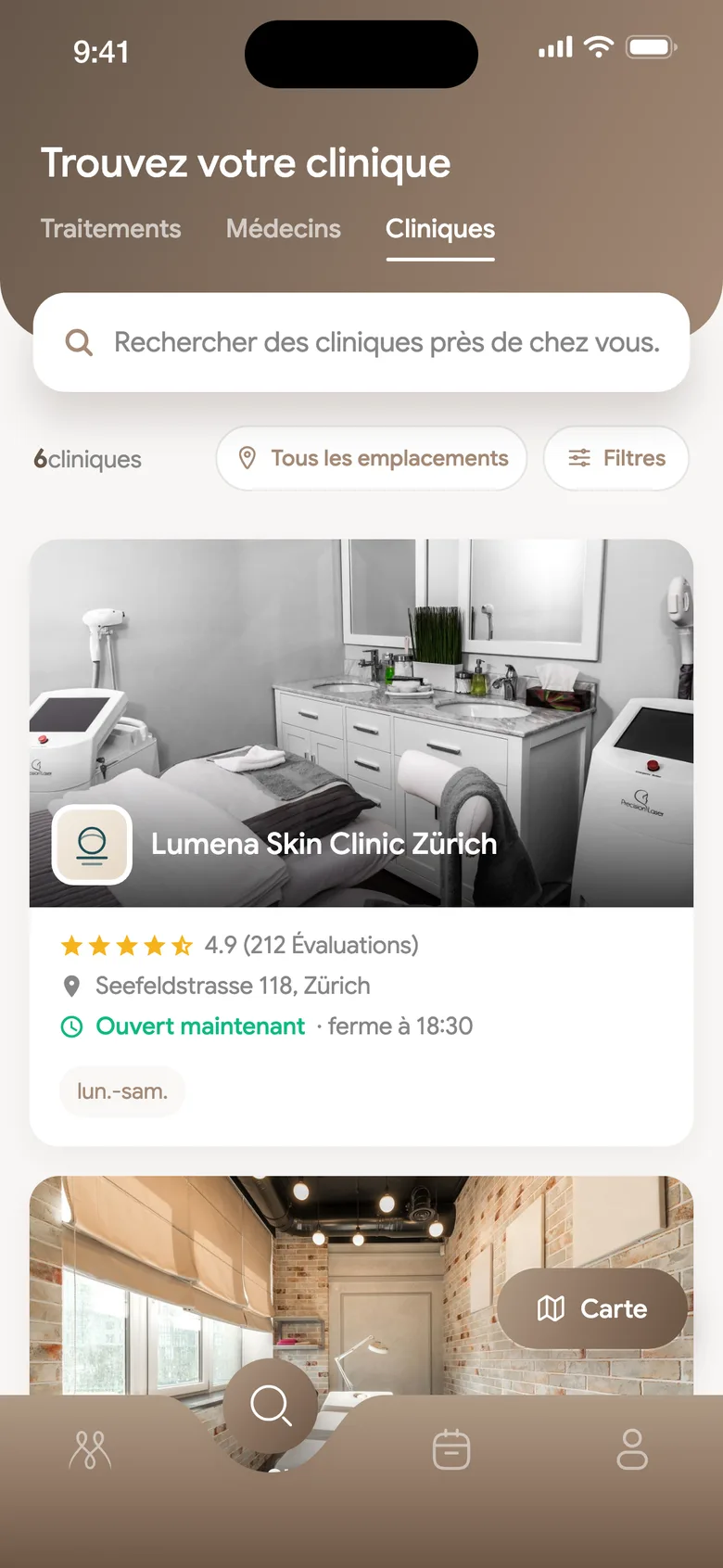 Application Metaesthetics : recherche de cliniques